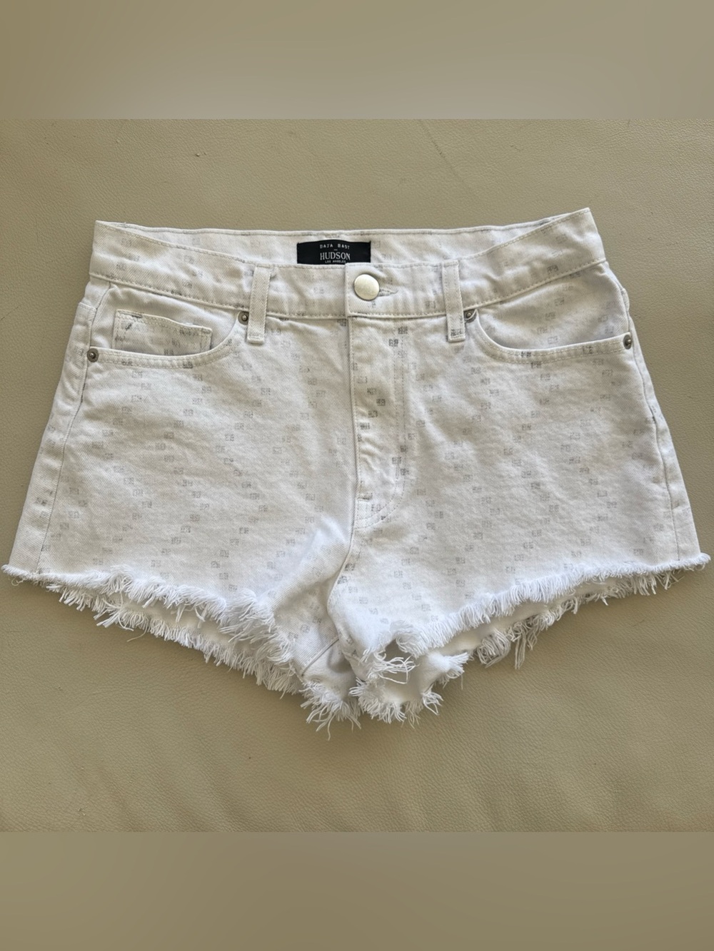 Baja East x Hudson Jeans White w/ Light Blue Print Cut-Off Shorts Size 27